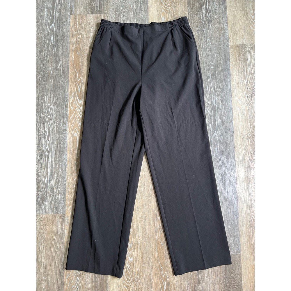 Koret Dress Pants Women Size 12 Black Elastic Waist Straight Leg M9FR66207